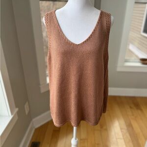 Tribal Jeans Camel Tan Knit Sweater Vest w Braided Details Size Large